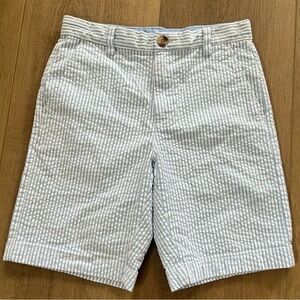 Vineyard Vines Boys 10 Light‎ Blue Seersucker Striped Shorts Summer 15.5” Long